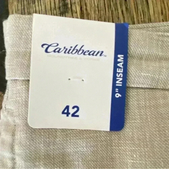 NEW CARIBBEAN Linen Blend Shorts Flax 42” X 9” - Picture 4 of 6